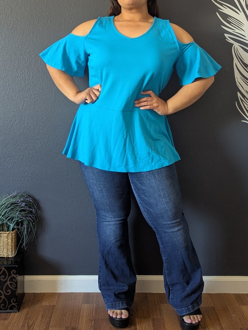 Isaac Mizrahi Live Blue Peplum Top